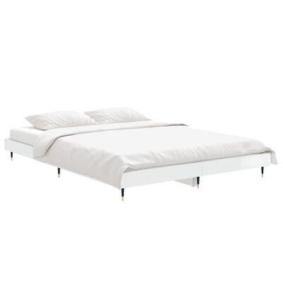 vidaXL Rám postele bílý s vysokým leskem 135 x 190 cm kompozitní dřevo