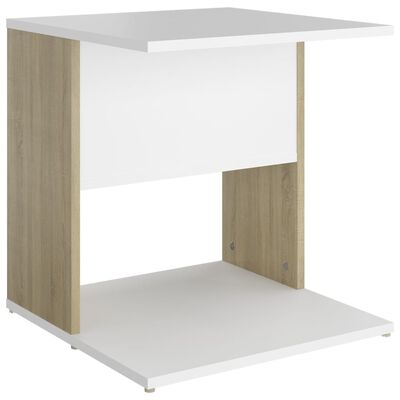 vidaXL Odkládací stolek bílý a dub sonoma 45 x 45 x 48 cm dřevotříska