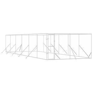 vidaXL Venkovn&iacute; ps&iacute; kotec stř&iacute;brn&yacute; 4 x 12 x 2 m pozinkovan&aacute; ocel
