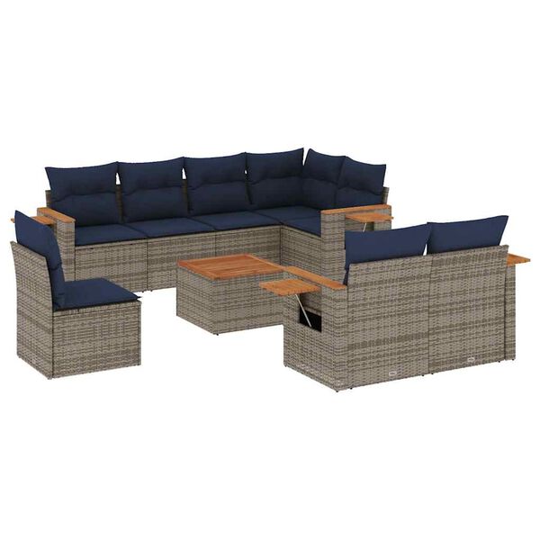 vidaXL 9d&iacute;ln&aacute; zahradn&iacute; sedac&iacute; souprava s podu&scaron;kami &scaron;ed&aacute; polyratan