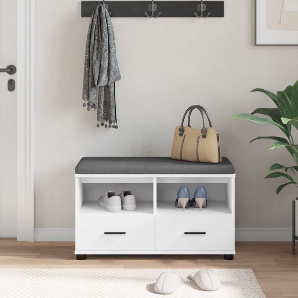 vidaXL Chodbičkov&aacute; lavice s pol&scaron;t&aacute;řem se z&aacute;suvkou B&iacute;l&aacute; 80 x 38 x 46 cm