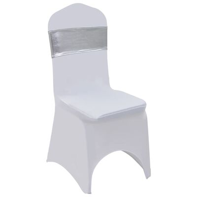 vidaXL Elastické šerpy na židli 25 ks s diamantovou přezkou stříbrné