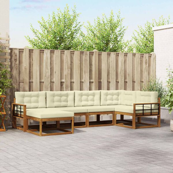 vidaXL Venkovn&iacute; pohovkov&aacute; souprava 6 pcs Přirozen&aacute; a Kr&eacute;mov&aacute;