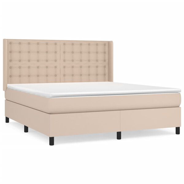 vidaXL Box spring postel s matrac&iacute; cappuccino 160x200 cm uměl&aacute; kůže