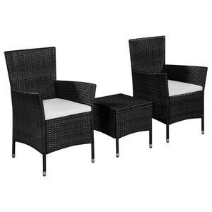 vidaXL 3d&iacute;ln&yacute; bistro set polyratan čern&yacute;