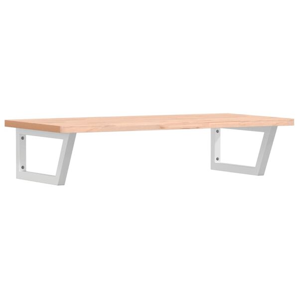 vidaXL Deska pod umyvadlo n&aacute;stěnn&aacute; ocel a masivn&iacute; bukov&eacute; dřevo