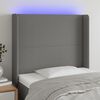 vidaXL Čelo postele s LED tmavě &scaron;ed&eacute; 103 x 16 x 118/128 cm textil