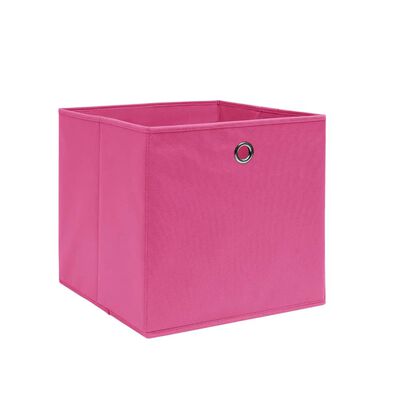 vidaXL Úložné boxy 4 ks netkaná textilie 28 x 28 x 28 cm růžové