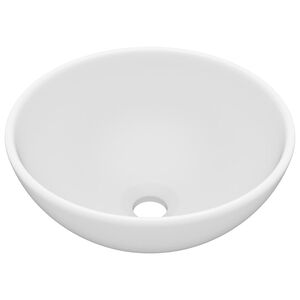 vidaXL Luxusn&iacute; umyvadlo kulat&eacute; matn&eacute; b&iacute;l&eacute; 32,5 x 14 cm keramick&eacute;