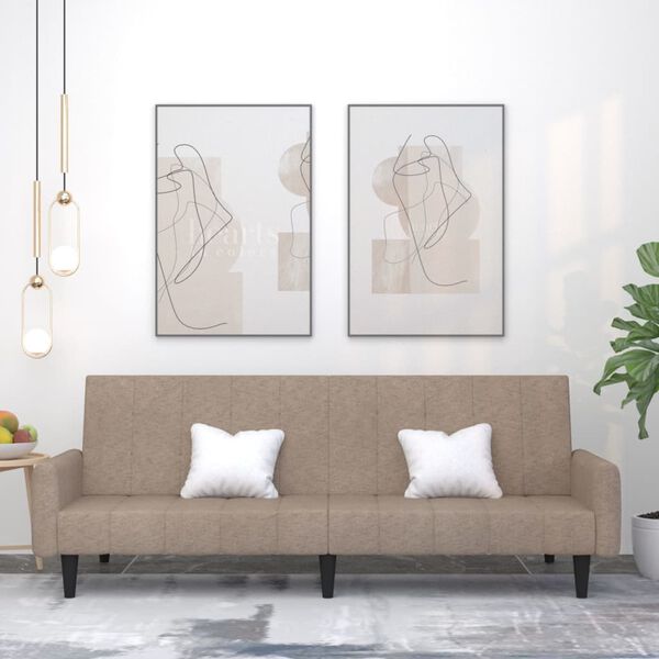 vidaXL 2m&iacute;stn&aacute; rozkl&aacute;dac&iacute; pohovka taupe tkanina z mikrovl&aacute;kna