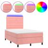 vidaXL Box spring postel s matrac&iacute; a LED růžov&aacute; 120x200 cm samet