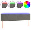vidaXL Čelo postele s LED tmavě &scaron;ed&eacute; 200x5x78/88 cm samet