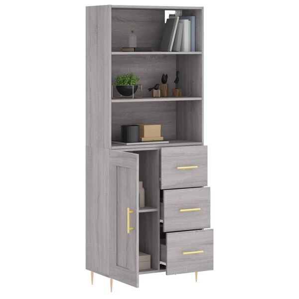 vidaXL Skř&iacute;ň highboard &scaron;ed&aacute; sonoma 69,5 x 34 x 180 cm kompozitn&iacute; dřevo