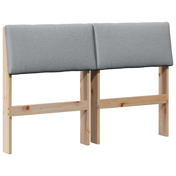 vidaXL Čalouněn&eacute; čelo postele Světle &scaron;ed&aacute; 120 cm Masivn&iacute; borov&eacute; dřevo