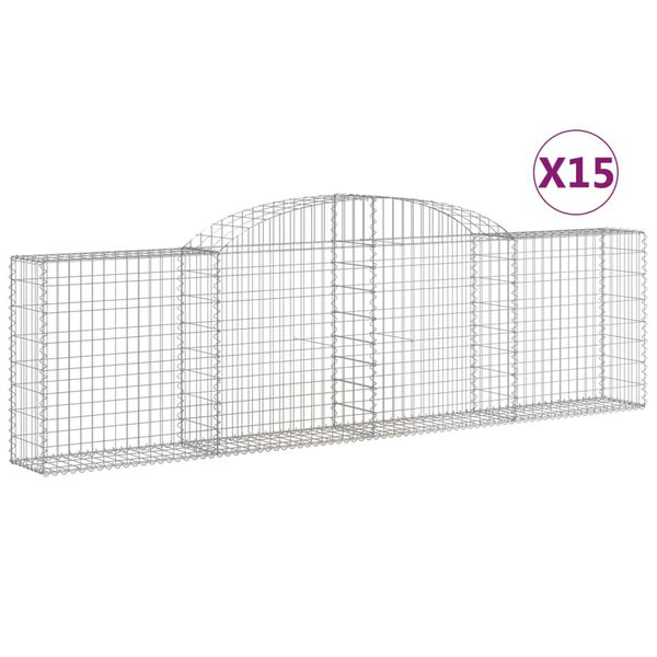 vidaXL Klenut&eacute; gabionov&eacute; ko&scaron;e 15ks 300x30x80/100 cm pozinkovan&eacute; železo