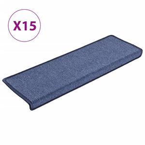 vidaXL Schodov&eacute; rohože 15 ks 65 x 21 x 4 cm modr&eacute; s obd&eacute;ln&iacute;kov&yacute;m okrajem