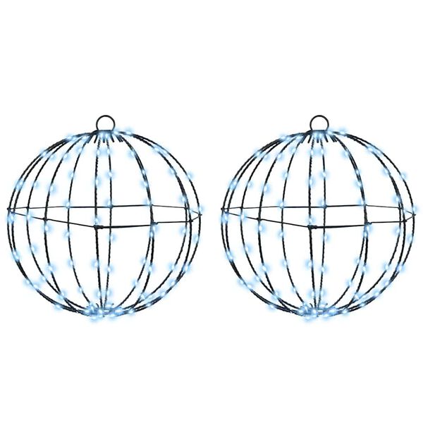 vidaXL Koule 2 pcs Studen&aacute; b&iacute;l&aacute; 31,5 x 31,5 x 32 cm kov