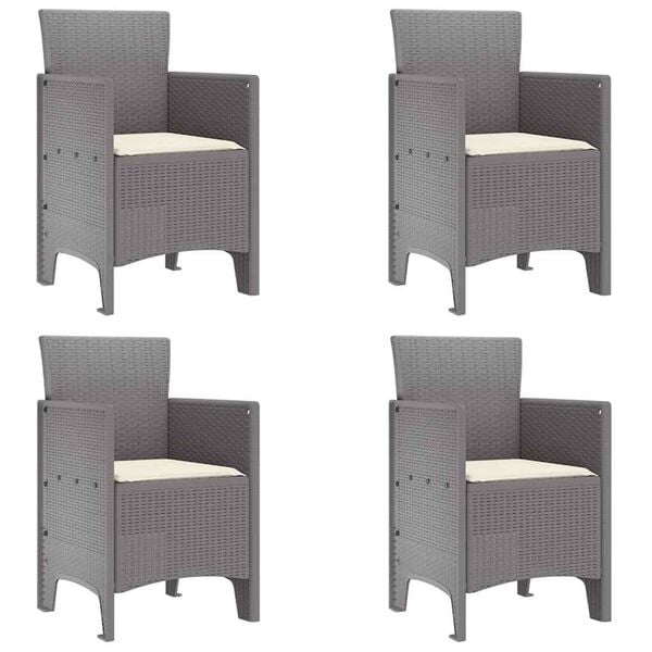 vidaXL Zahradn&iacute; křeslo 4 pcs Světle &scaron;ed&aacute; 53 x 49 x 85 cm Polypropylen