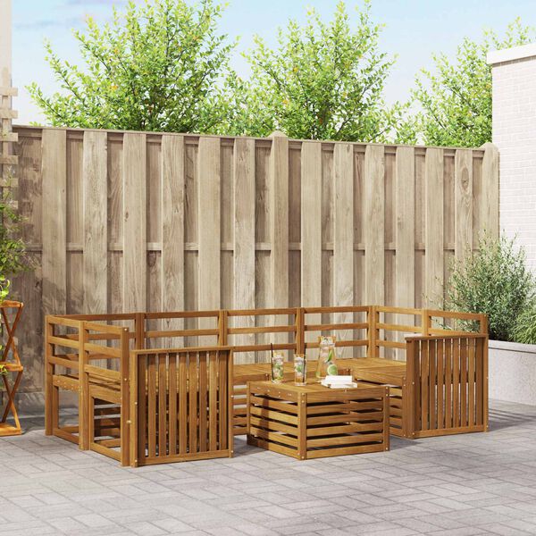 vidaXL Sedac&iacute; soupravy 7 pcs Př&iacute;rodn&iacute; Masivn&iacute; ak&aacute;tov&eacute; dřevo