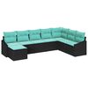 vidaXL Set pohovek s pol&scaron;t&aacute;řem 8 pcs Čern&aacute; polyratan