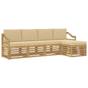 vidaXL Venkovn&iacute; pohovkov&aacute; souprava 5 pcs B&iacute;l&aacute; a b&eacute;žov&aacute; Polyester