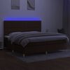vidaXL Box spring postel s matrac&iacute; a LED tmavě hněd&aacute; 200x200 cm textil