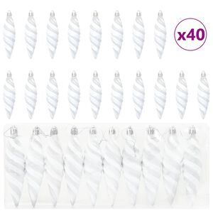 vidaXL V&aacute;nočn&iacute; spir&aacute;lov&aacute; koule 40 ks B&iacute;l&aacute; 3 x 11 cm Plast
