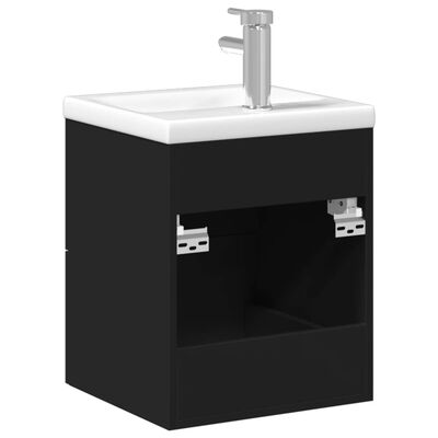 vidaXL Koupelnová skříňka se zápustným umyvadlem černá