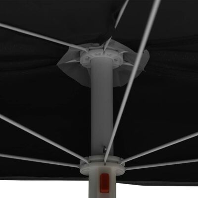 vidaXL Zahradní půlkruhový slunečník s tyčí 180 x 90 cm černý