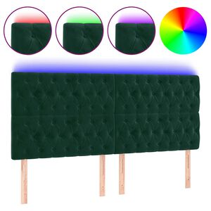 vidaXL Čelo postele s LED tmavě zelen&aacute; 180x7x118/128 cm samet