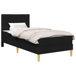 vidaXL R&aacute;m postele s matrac&iacute; s čelo Čern&yacute; 90 x 190 cm textil