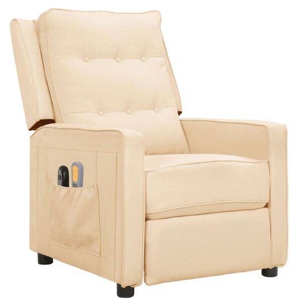 vidaXL Elektrické masážní křeslo krémové textil