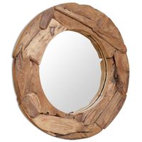 vidaXL Dekorativní zrcadlo, kulaté, teak, 80 cm