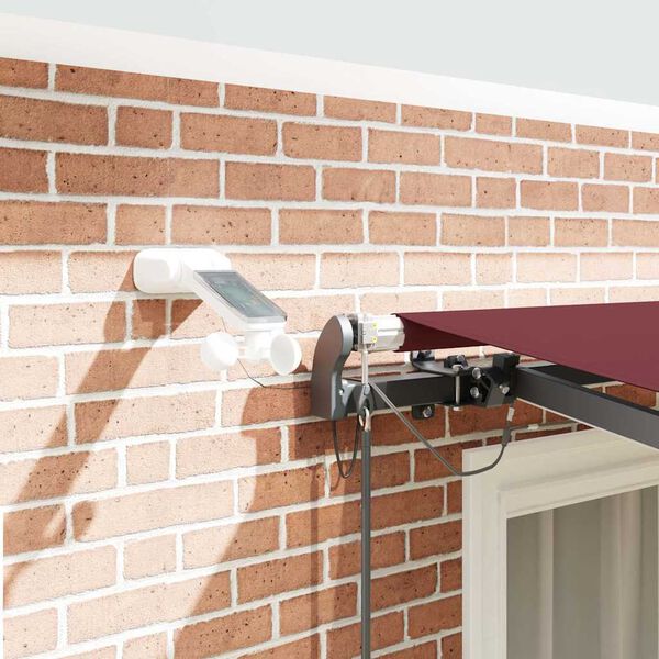 vidaXL Automatick&aacute; zatahovac&iacute; mark&yacute;za s LED burgundsk&aacute; 300 x 250 cm