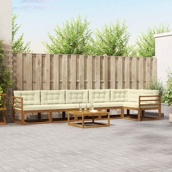 vidaXL Venkovn&iacute; pohovkov&aacute; souprava 7 pcs Přirozen&aacute; a Kr&eacute;mov&aacute;