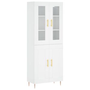 vidaXL Skř&iacute;ň highboard b&iacute;l&aacute; 69,5 x 34 x 180 cm kompozitn&iacute; dřevo