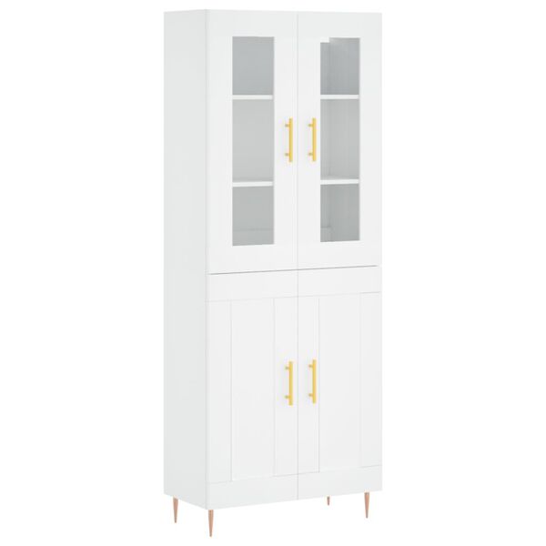vidaXL Skř&iacute;ň highboard b&iacute;l&aacute; 69,5 x 34 x 180 cm kompozitn&iacute; dřevo