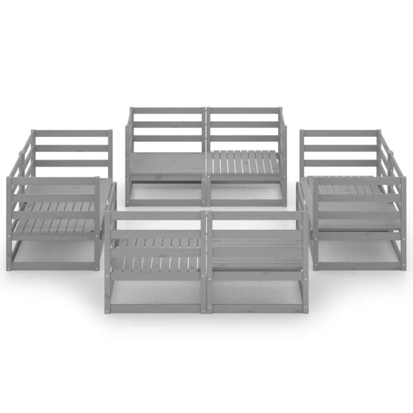 vidaXL 8dílná zahradní sedací souprava šedá masivní borovice