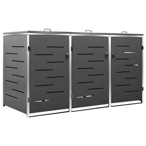 vidaXL Př&iacute;stře&scaron;ek na tři popelnice 207 x 77,5 x 115 cm nerezov&aacute; ocel