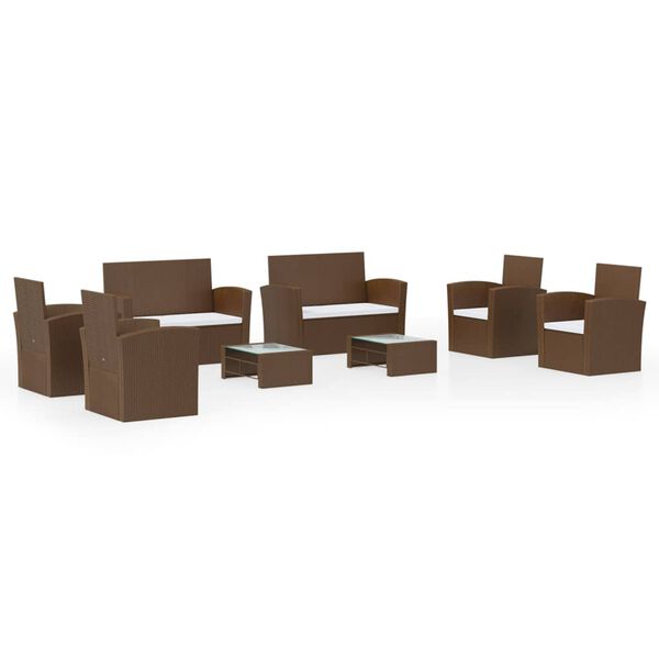 vidaXL 8d&iacute;ln&aacute; zahradn&iacute; sedac&iacute; souprava s podu&scaron;kami polyratan hněd&aacute;