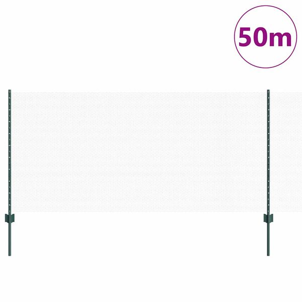 vidaXL Plot s sloupkem Zelen&aacute; 1 x 50 m Ocel a PVC