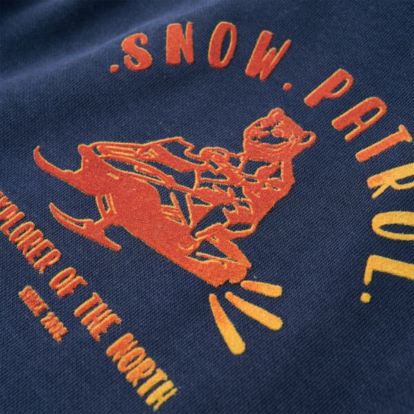 Dětsk&aacute; mikina s kapuc&iacute; n&aacute;mořnick&aacute; modr&aacute; melanž a oranžov&aacute; 104