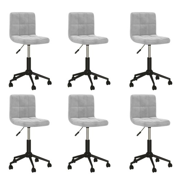 vidaXL Otočn&eacute; j&iacute;deln&iacute; židle 6 ks světle &scaron;ed&eacute; samet