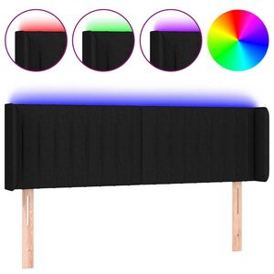 vidaXL Čelo postele s LED čern&eacute; 147 x 16 x 78/88 cm textil