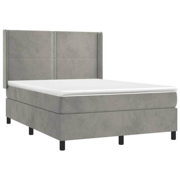 vidaXL Box spring postel s matrac&iacute; světle &scaron;ed&aacute; 140x200 cm samet