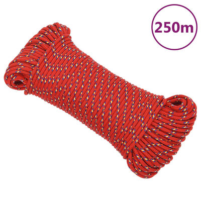 vidaXL Lodní lano červené 3 mm 250 m polypropylen
