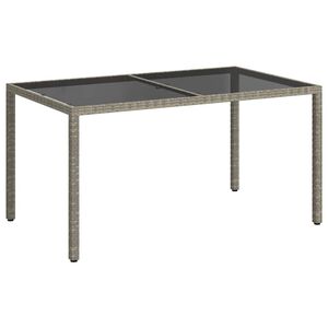 vidaXL Zahradn&iacute; stůl 150 x 90 x 75 cm tvrzen&eacute; sklo a polyratan &scaron;ed&yacute;