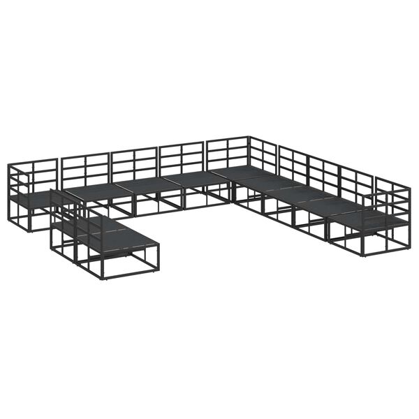 vidaXL Sada zahradních pohovek s polštářem 11 pcs Černá Hliník