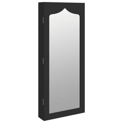 vidaXL Zrcadlová šperkovnice nástěnná černá 37,5 x 10 x 90 cm
