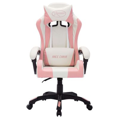 vidaXL Herní židle s RGB LED podsvícením růžovo-černá umělá kůže